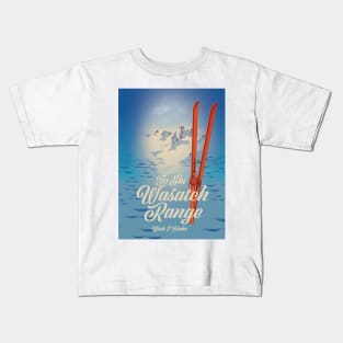 Wasatch Range Utah & Idaho Ski poster Kids T-Shirt